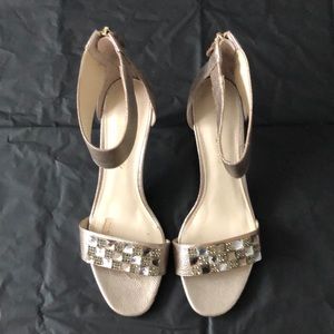 Franco Sarto EVELINA Platinum Sandal, worn once, 2 7/8in heel.